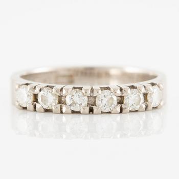 Ring, half eternity band in 18K white gold set with brilliant-cut diamonds.