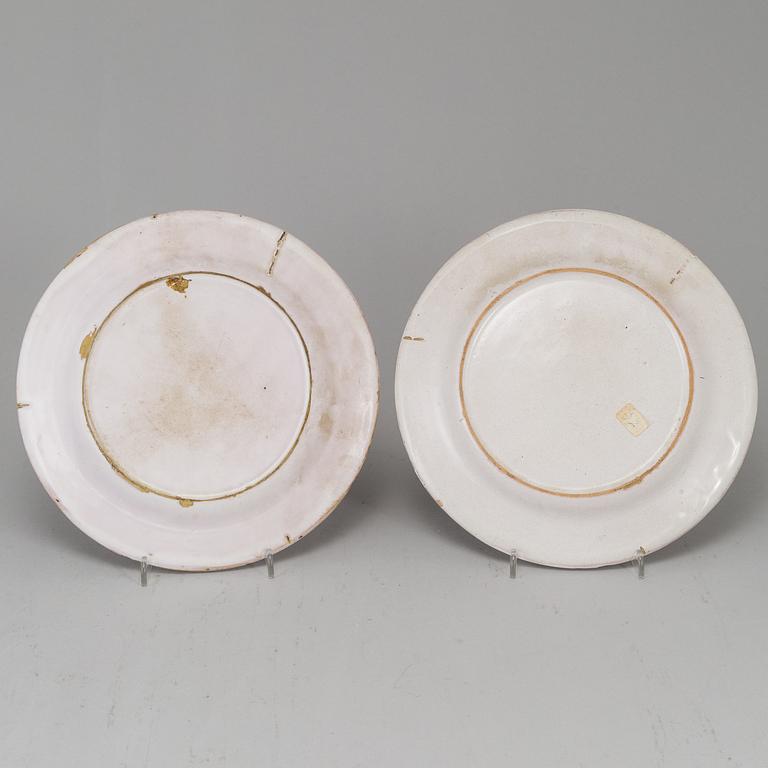 A set of four 18th Century faience dishes, one marked Marieberg.