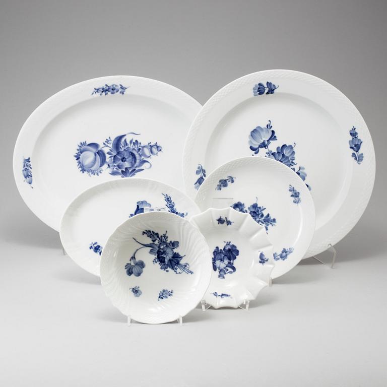 KAFFESERVIS, porslin, 44 delar, "Blå Blomst", Royal Copenhagen.
