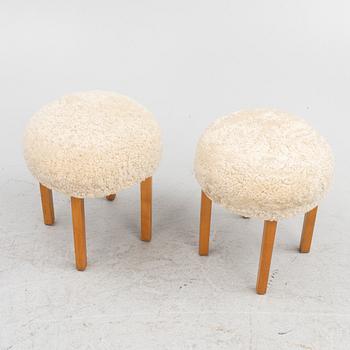 Stools, a pair, Swedish Modern, 1940s.