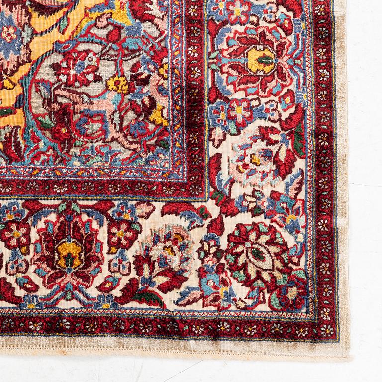 A semi-antique silk Souf Kashan, signed, c. 176 x 118 cm.