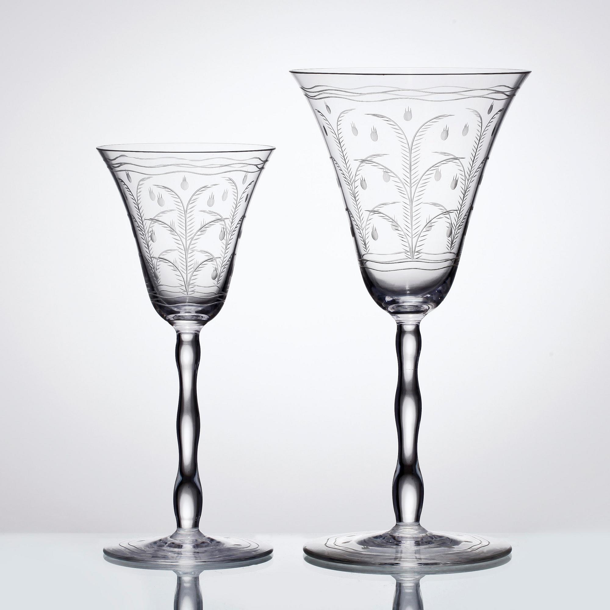 GLASSERVIS, 20 delar, Edward Hald, Orrefors, 1920/30-tal.