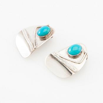 Necklace, ring and earrings of silver with turquoises, Avi Soffer Israel.