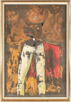 Lambert Werner · LAMBERT WERNER, "Pas d´Espagne", gouache med collage, signerad, daterad 1969.