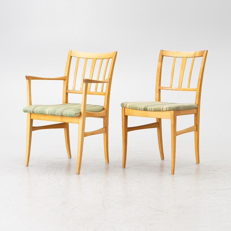 Carl Malmsten, Dining table and four plus two chairs, "Talavid", OH. Sjögren, Tranås.