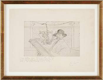 Carl Larsson · CARL LARSSON, etsning, monogramsign i blyerts.