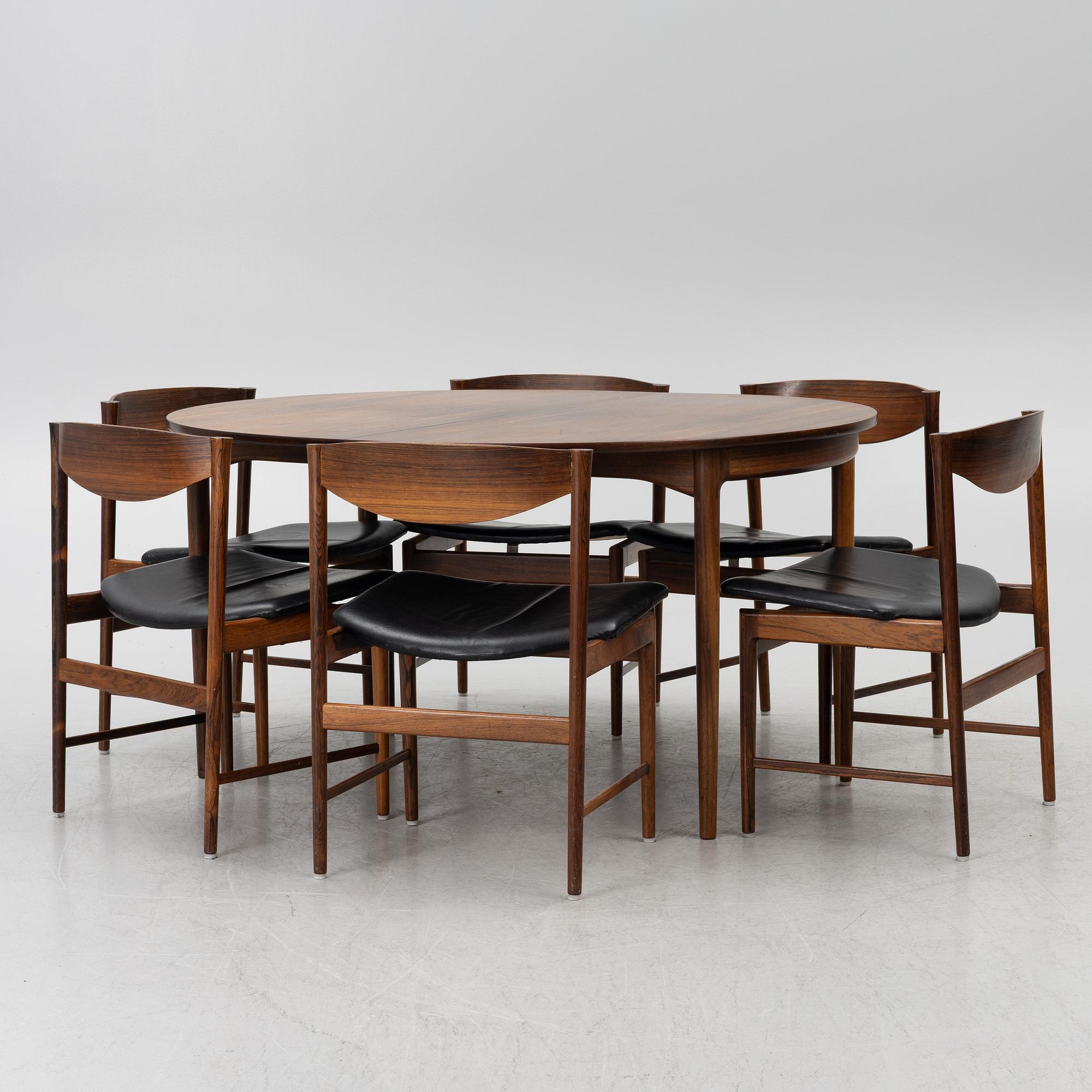 Ib Kofod-Larsen, a seven-piece dining suite, Säffle Möbelfabrik, 1960's.