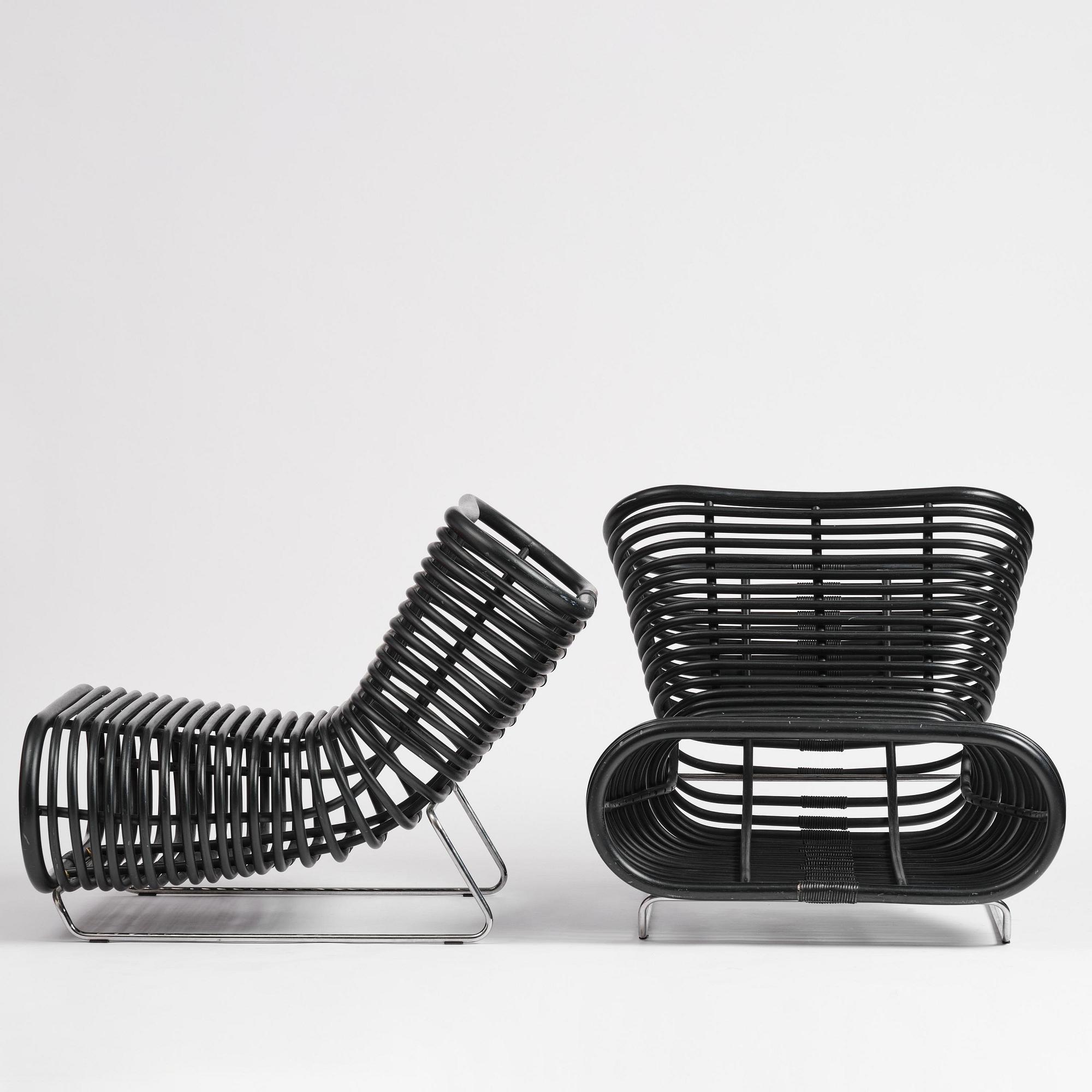 Enzo Berti, a pair of "Kora" lounge chairs, Ferlea, Italy, post 2004.