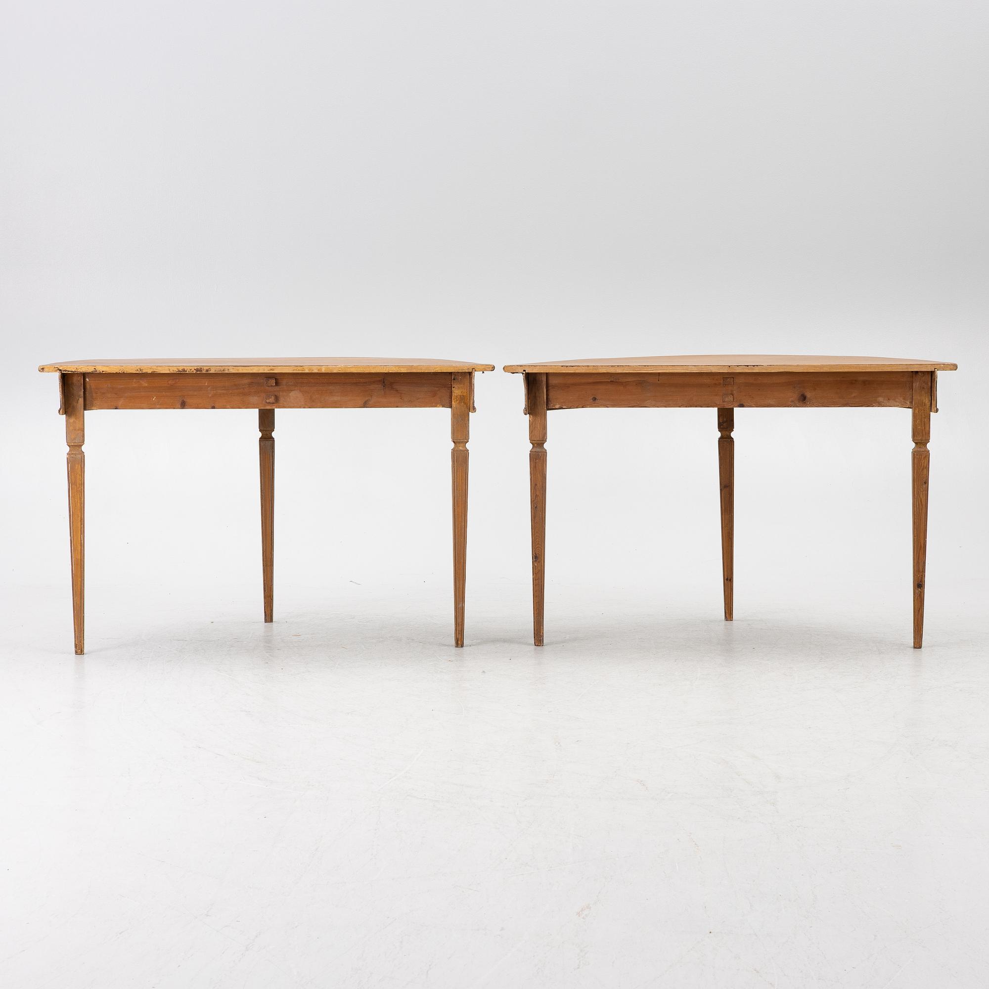 Half-moon cabinet, a pair, 19th century.