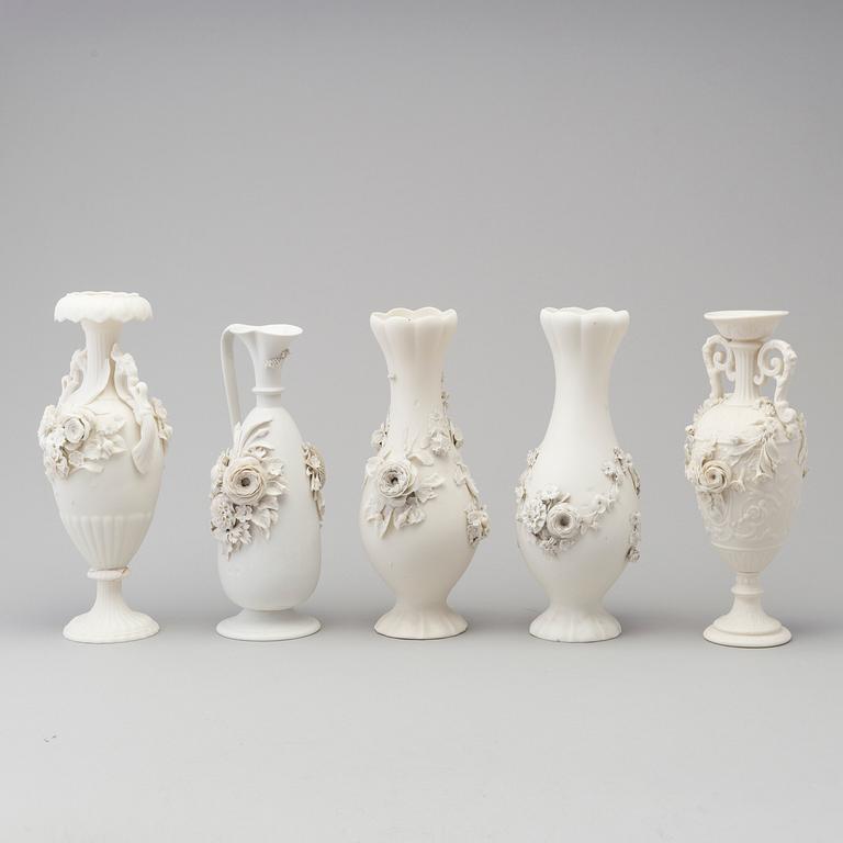 SIX PARIAN VASES, Gustafsberg, second half of the 19th century.
