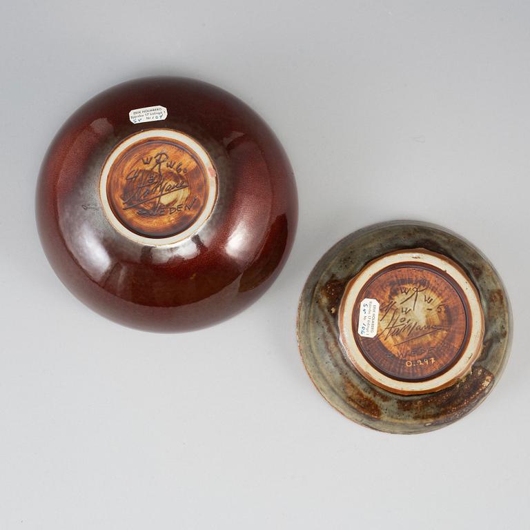 CARL-HARRY STÅLHANE, two unique stoneware bowls, Rörstrand, signed and dated -59 & 60.