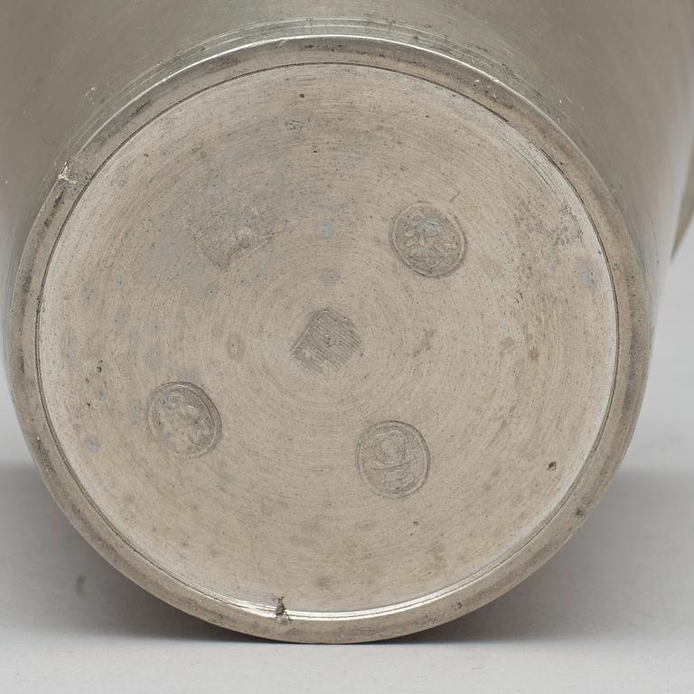 A pair of pewter cups by M Rundquist 1826.