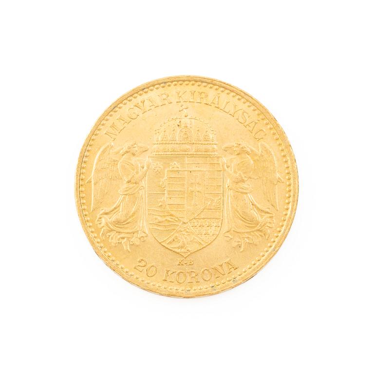 Guldmynt, Ungern, 20 Korona, 1898.