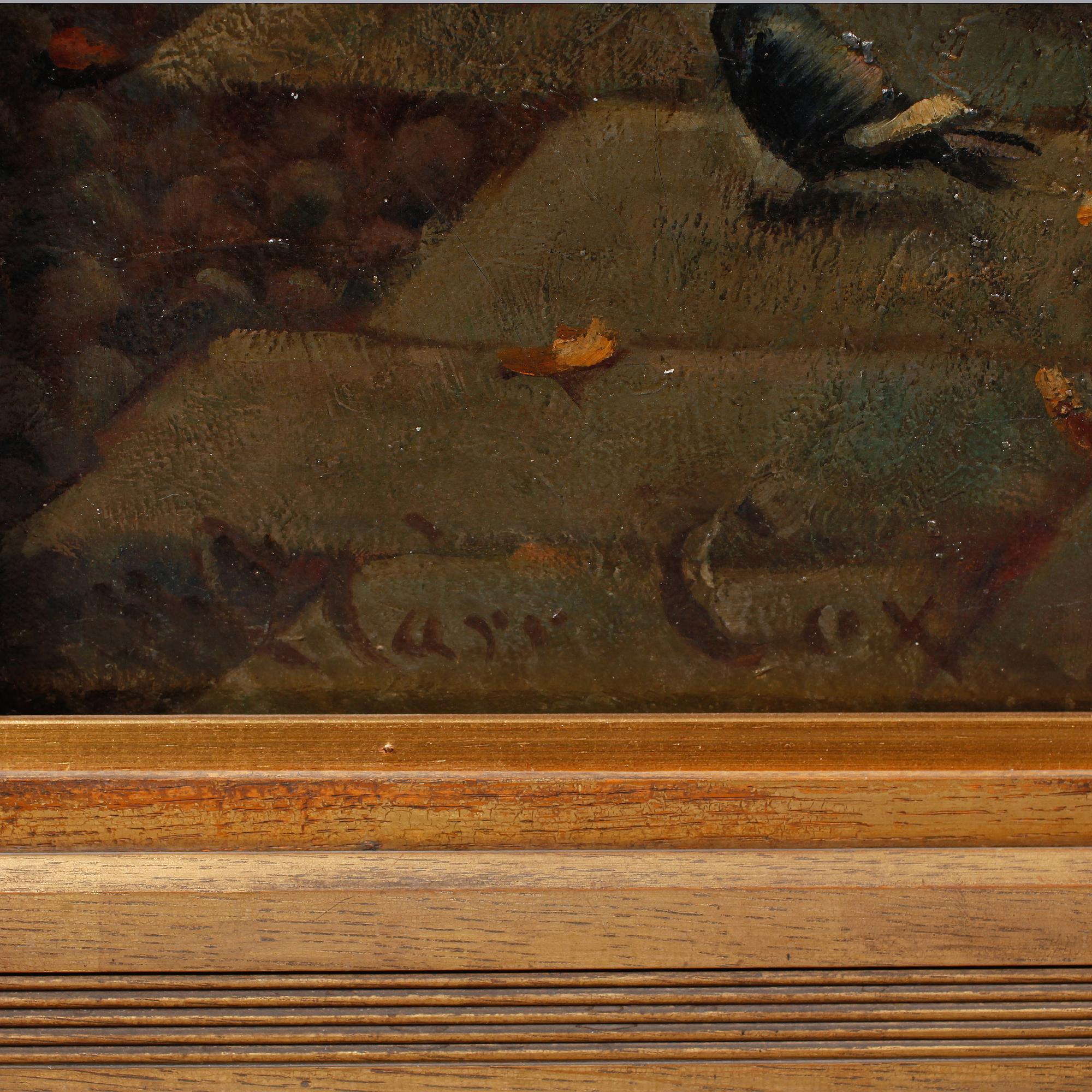 OKÄND KONSTNÄR, olja på pannå, signerad Cox, 1900-tal.