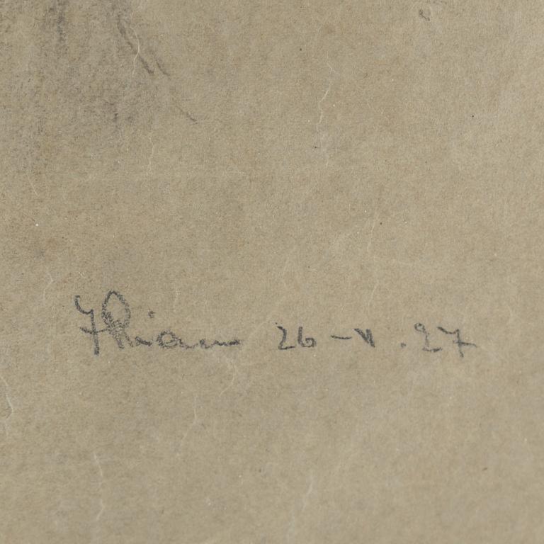 JOHANNES RIAN, drawing on paper, signed and dated 26-4 -27.