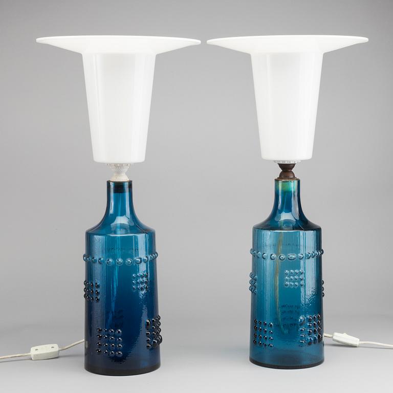 BORDSLAMPOR, ett par, glas, Luxus, 1960-tal.