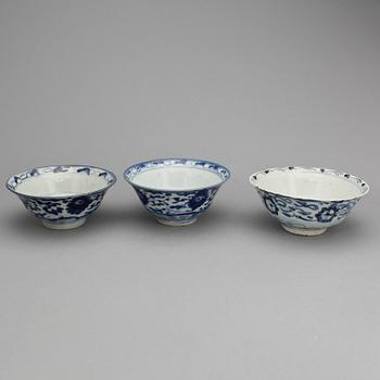 SKÅLAR, 3 stycken, porslin. Wanli 1573-1619.