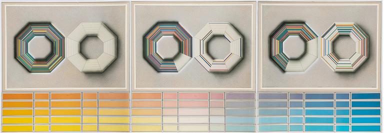 Beck & Jung, triptyk, akryl och ink jet print, signerad och daterad 1984.