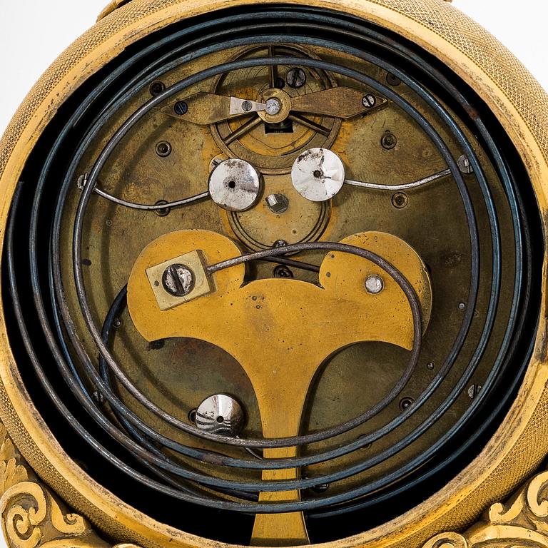 Mantle clock, gilded, France second half of the 19th century.