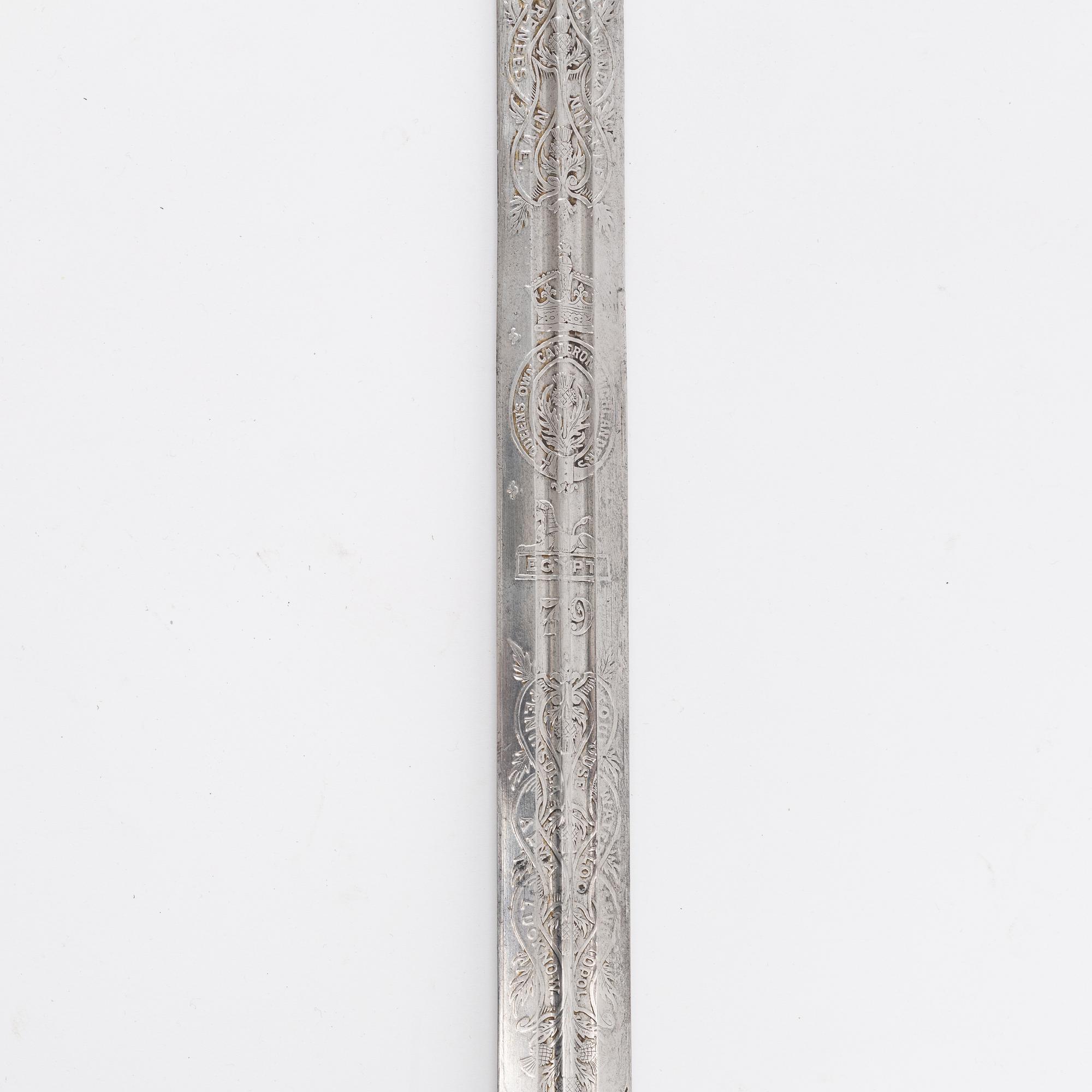 A Scottish infantry officer's sword with cross hilt and field scabbard, by Henry Wilkinson, London.