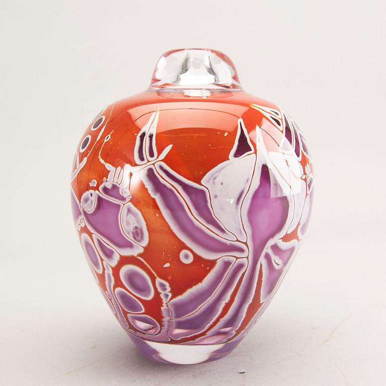 Elna Melusine Jolom, a signed graal unique vase 2014 Österlens glashytta.