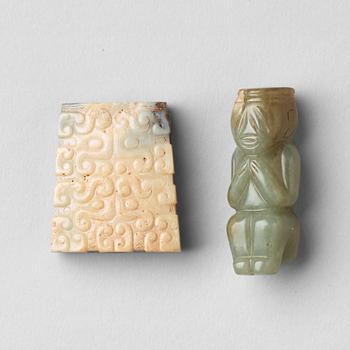 488. A Chinese nephrite figure and pendant.