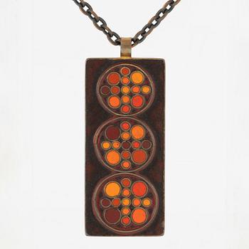 Eva Hidström, necklace, bronze with enamel, Finland.