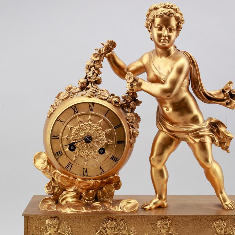 BORDSPENDYL, förgylld brons, Frankrike, 1800-talets andra hälft.