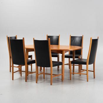 Carl Östergren, dining group, 6 chairs and dining table, made by master carpenter David Sjölinder around 1962.