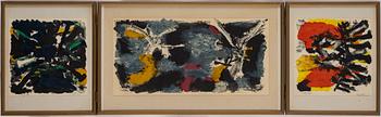 OLLE BONNIÉR, lithographic portfolio/triptych, signed and numbered 65/80 and dated 64.