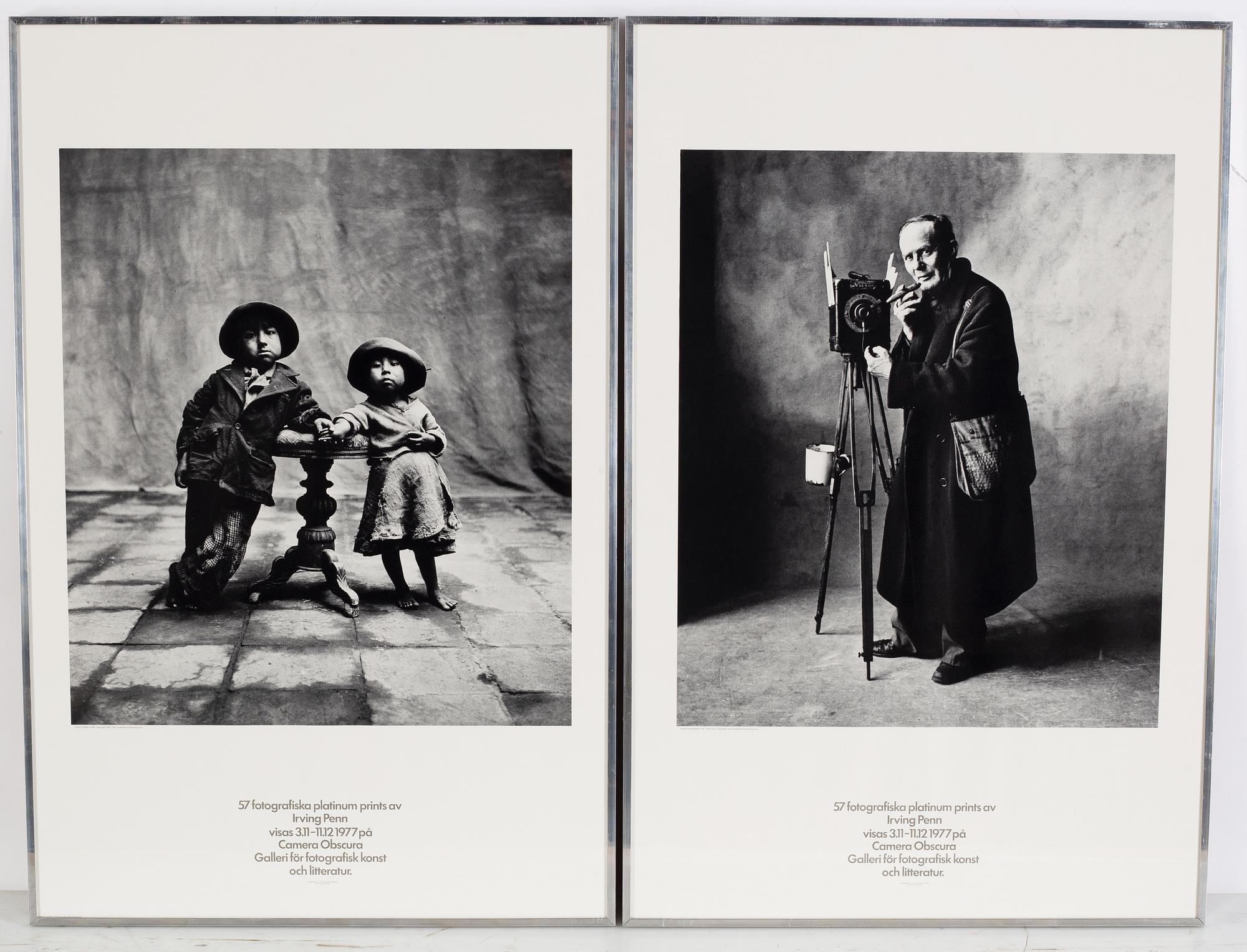 Posters, 2, for the exhibition by Irving Penn at Camera Obscura, Stockholm 1977.