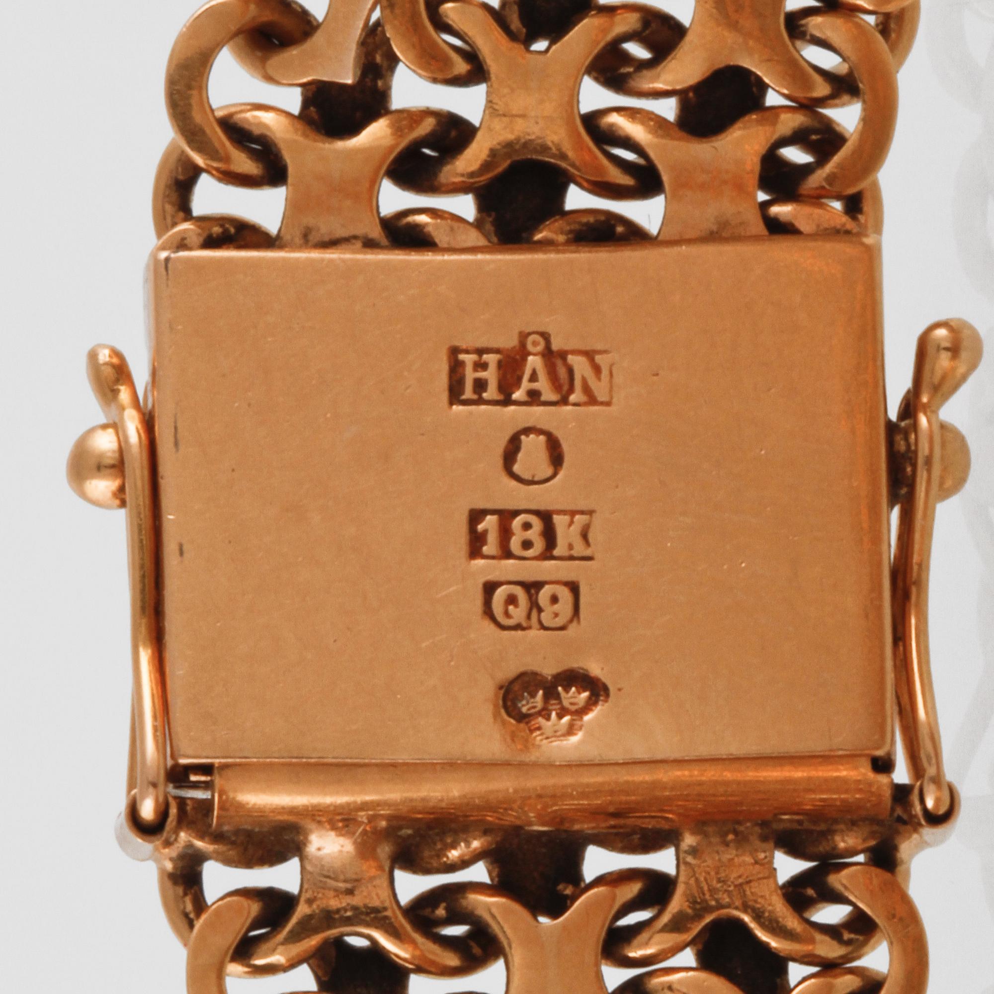 ARMLÄNK, 18K guld, Norens Guldatelje, Stockholm, 1964. Vikt 36,3 gram.