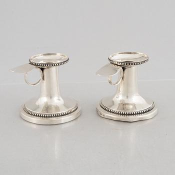 Gustaf Hamnqvist, ljusstakar, silver, Åmål 1794. Sengustavianska.