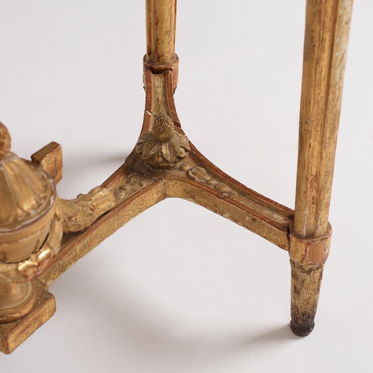 A Gustavian carved giltwood console table, late 18th century.