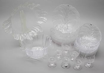 SERVISDELAR, 27 delar, glas, Orrefors, 1900-talets andra hälft.