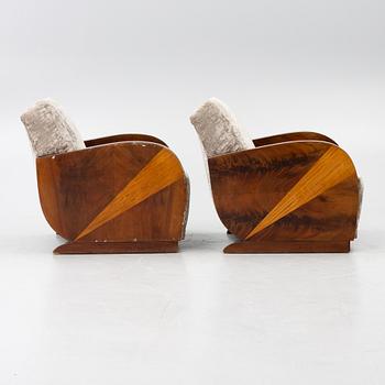 A pair of armchairs, 1930s-40s.