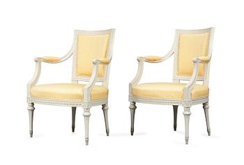 848. A pair of Gustavian armchairs.