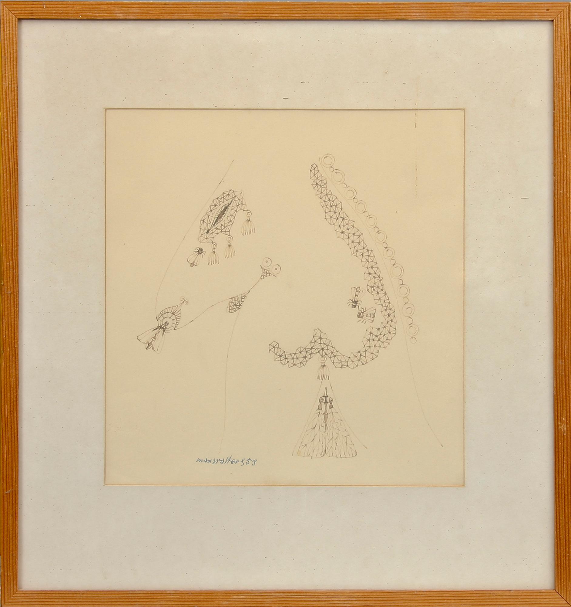 MAX WALTER SVANBERG, litografi och teckningar, 2 st, sign, dat 41 resp 53.