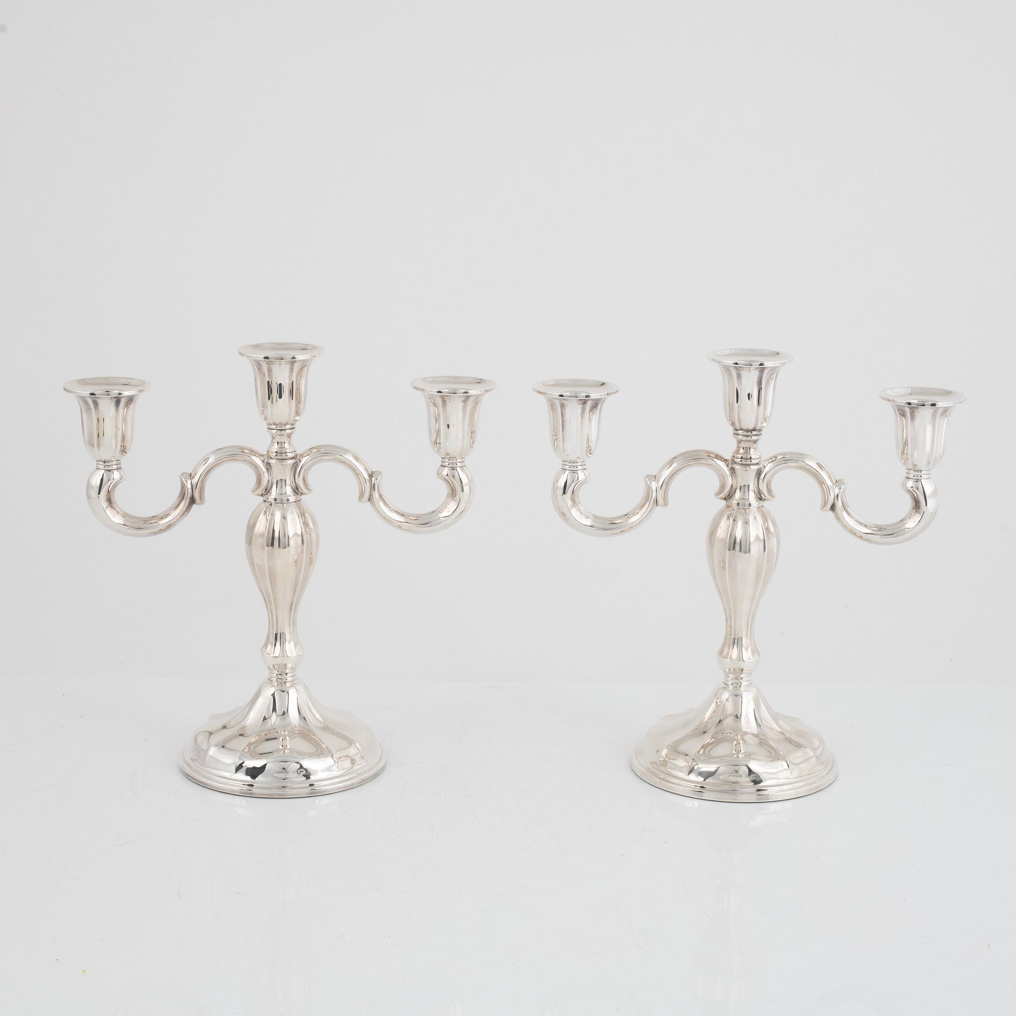 Candelabras, a pair, silver, Thorvald Marthinsen Sølvvarefabrik, Norway.