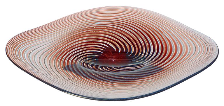 An Edward Hald 'Aqua-Graal' glass dish, Orrefors, Sweden 1958.