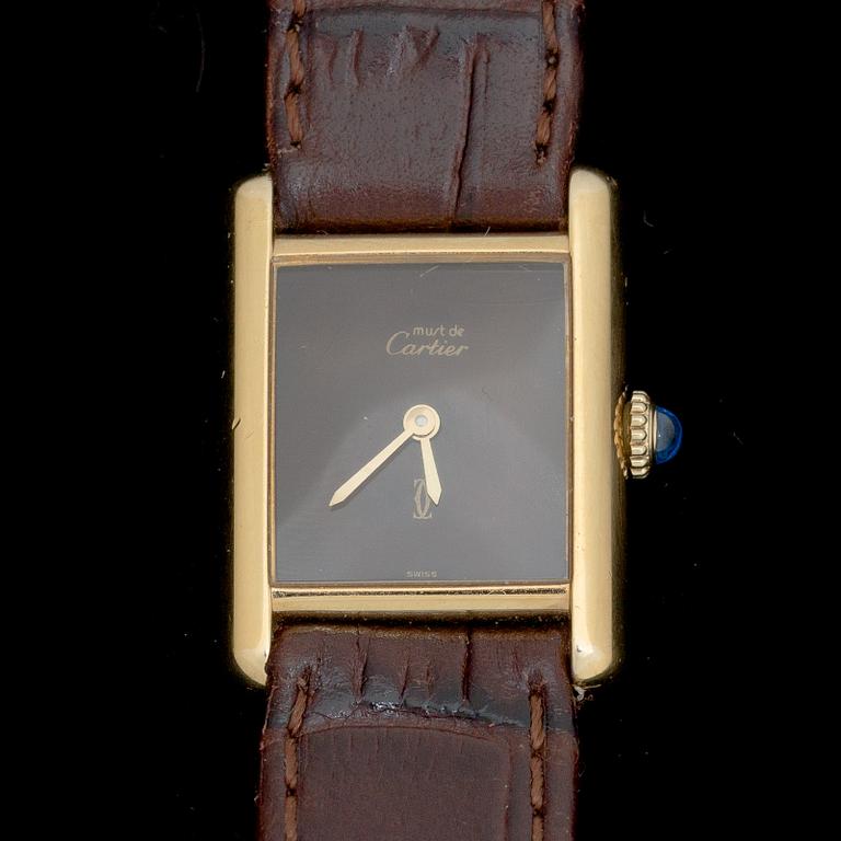ARMBANDSUR, förgyllt silver,  must de Cartier.