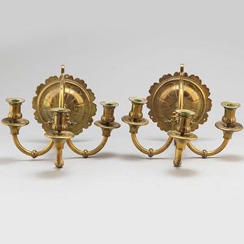 A pair of 20th cetury brass wall sconces.