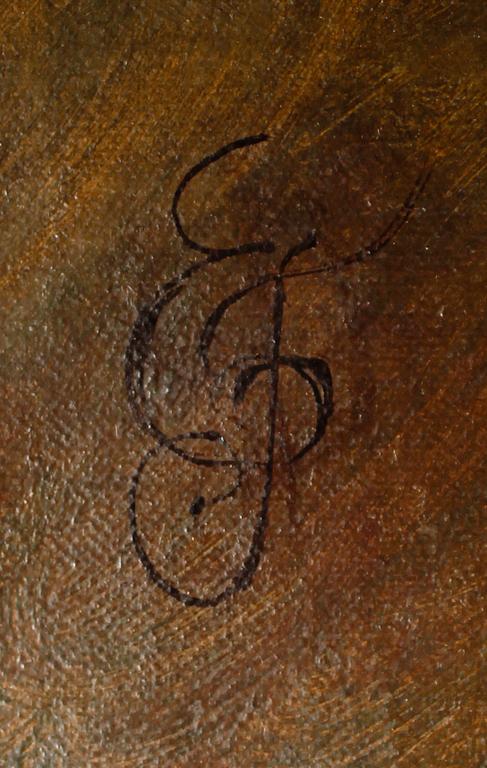 OKÄND KONSTNÄR. olja på duk, monogramsign, 1800-tal.