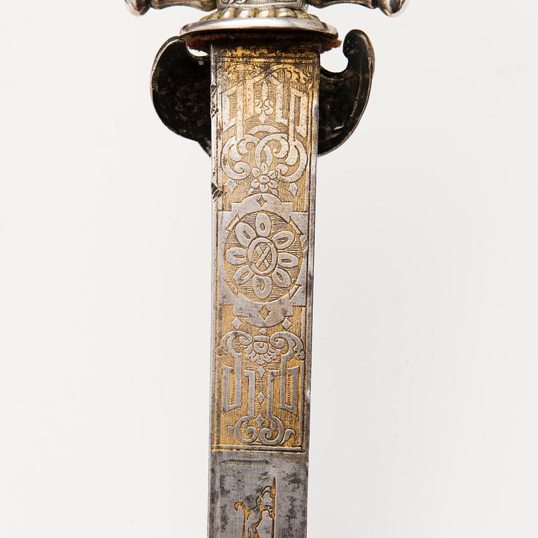 A Danish 18th Century silver-mounted hunting dagger.