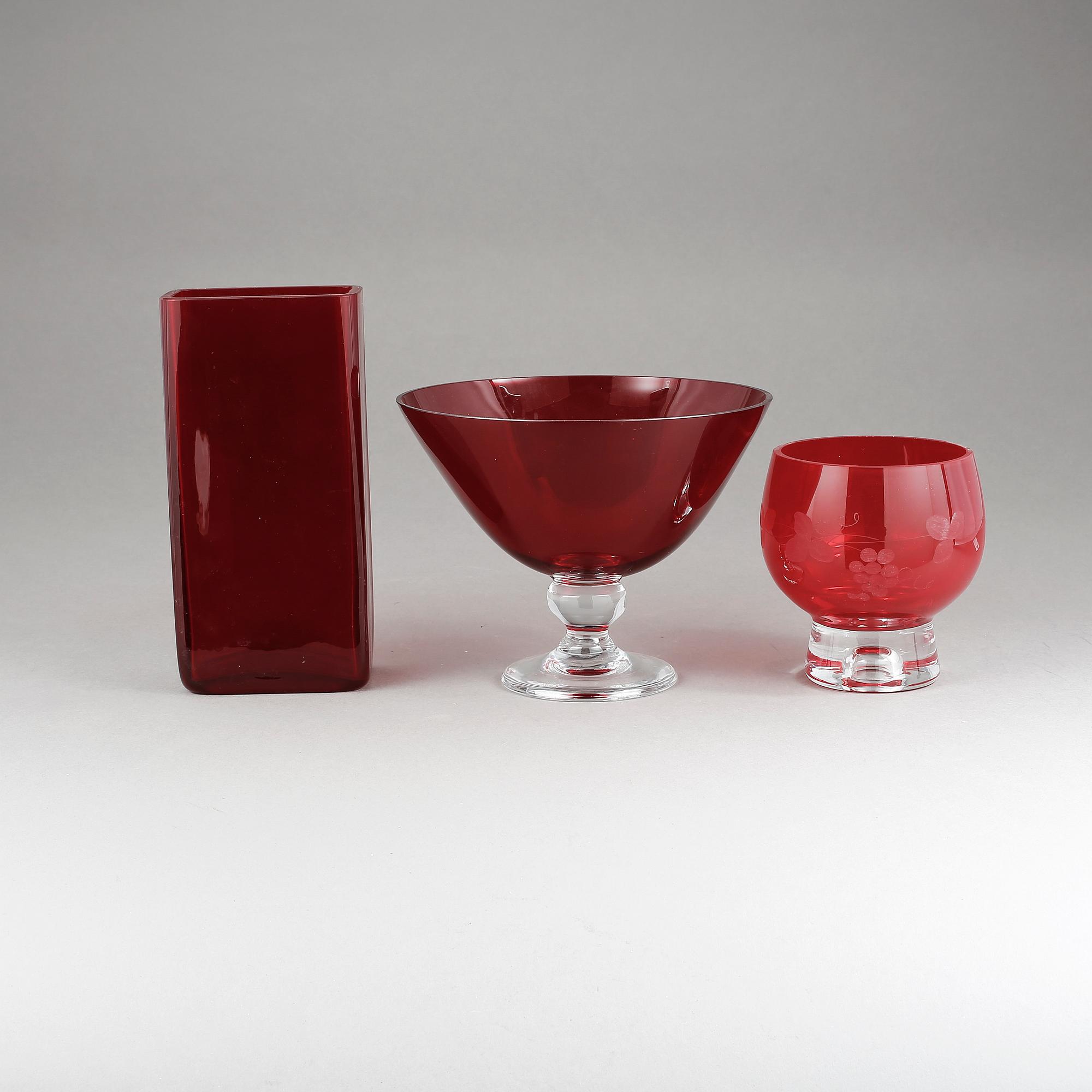 VASER, 3 stycken, glas, Reijmyre, 1900-talets andra hälft.