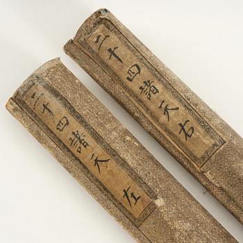 Two Chinese scroll paintings of Heavenly and Earthly Deities from the Water-Land Ritual, late Qing dynasty.