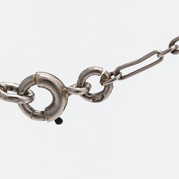 Halsband, silver, syntetisk spinell och gammalslipade diamanter ca 3.00 ct tot. Sent 1800-tal.