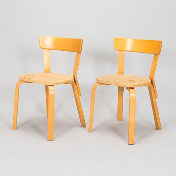 Alvar Aalto, two 1960s '69' chairs for Artek, Finland.