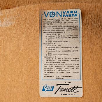 STOLAR, 4 st, "Fanett", Ilmari Tapiovaara, Edsbyverken.