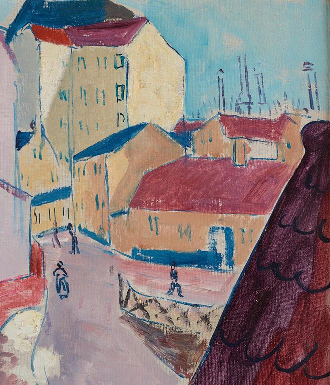 Isaac Grünewald, "Det röda taket - Glasbruksgatan, Stockholm".